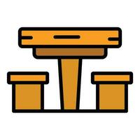 Picnic table icon vector flat