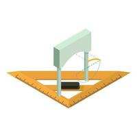 Arch project icon isometric vector. Volumetric arch project and triangle ruler vector