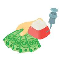 Periodontology icon isometric vector. Gum treatment process and dollar bill icon vector