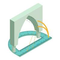 Architectural project icon isometric vector. Arch project and plastic protractor vector