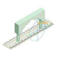 Ingenieria trabajo icono isométrica vector. moderno arco proyecto y el plastico regla vector