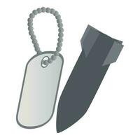 Military concept icon isometric vector. Falling war rocket and military dog tag vector