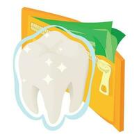 Prevention concept icon isometric vector. Healthy human tooth and opened wallet vector