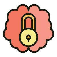 Lock brain icon vector flat