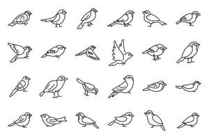 los iconos de gorrión establecen el vector de contorno. ave voladora