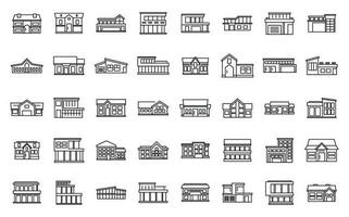 Villa icons set outline vector. House mansion vector