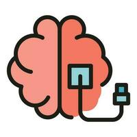 Brain usb icon vector flat