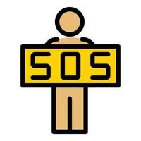 Sos man icon vector flat