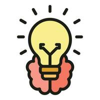 Idea bulb brain icon vector flat