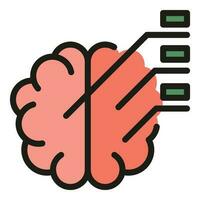 Brain tech icon vector flat