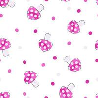 Pink amanita mushrooms seamless pattern vector illustration