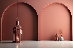 Eid mubarak and ramadan kareem greetings with islamic lantern and mosque. Eid al fitr background. Eid al fitr background of window concept by photo