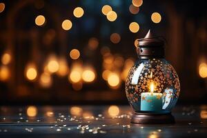 Eid mubarak and ramadan kareem greetings with islamic lantern and mosque. Eid al fitr background. Eid al fitr background of window concept by photo