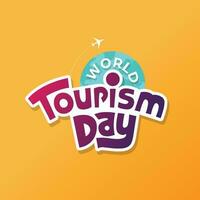 World Tourism Day vector typography on yellow background. Travel concept. Tourism Day banner, poster, social media post.