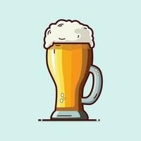 Beer mug vector illustration with foam to celebrate traditional festival Oktoberfest and international beer day. beer glass sign and symbol. beverage vector icon