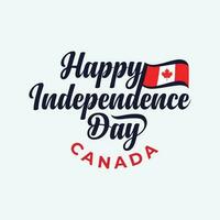 Canada Day Vector Illustration. Happy Canada Day Holiday Invitation Design. Canada flag vector illustration with red leaf. Independence day Greeting card with hand drawn calligraphy lettering.