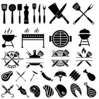 Grill master icon vector set. BBQ illustration sign collection. Grill menu symbol or logo.