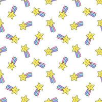 Seamless pattern with cute cartoon rainbow stars. vector