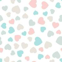 Colorful seamless pattern of pastel pink and turquoise hearts. Suitable for printing on textile, fabric, wallpapers, postcards, wrappers vector