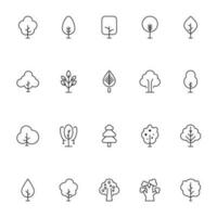 Tree line icon set. Perfect for web sites, books, stores, shops. Editable stroke in minimalistic outline style vector