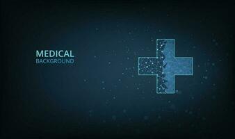 Medical blue cross icon background. vector