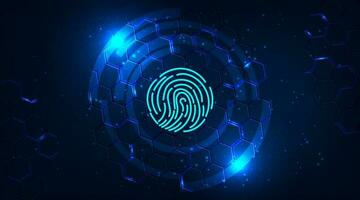 Cyber security with fingerprint scanning system concept. vector