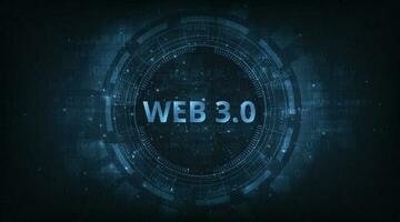 Web 3.0 text on blue technology background design. vector