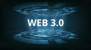 web 3.0 texto en podio 3d tecnología ilustración vector. vector