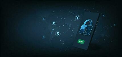 Mobile financial transactions security concept. vector