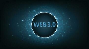 Web 3.0 text on dark blue circle technology background design. vector