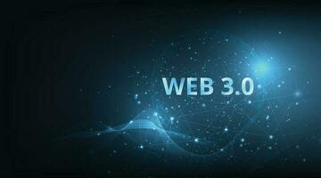 Web 3 0 text on dark blue technology background design. vector