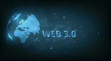 Web 3.0 text on blue technology background. vector