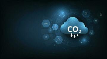 Reduce CO2 emissions to limit global warming on dark blue background. vector