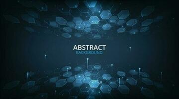 Hexagon geometry structure on dark blue background. vector