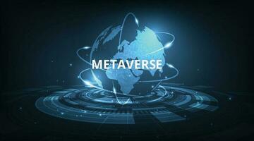 Metaverse technology with blockchain network connecting. vector