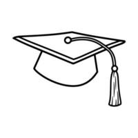 graduado gorra mano dibujado en garabatear estilo, graduación sombrero icono. vector