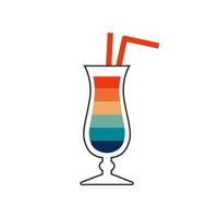 Rainbow cocktail. Happy pride symbol in lgbt flag colors. Gay queer element in retro vintage style. Vector flat illustration.