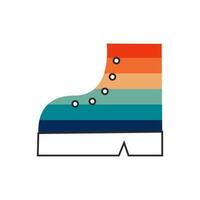 arco iris bota. contento orgullo símbolo en lgbt bandera colores. gay queer elemento en retro Clásico estilo. vector plano ilustración.