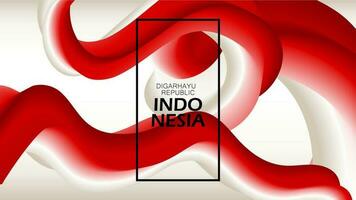 Background Indonesian flag abstract gradient 3d wave celebrate birthday 17 August digital art. Vector illustration. National and spirit style.