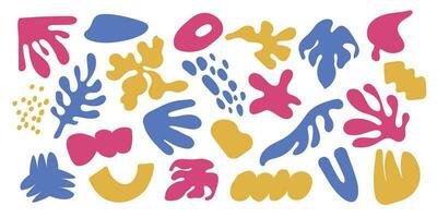 Big set of colored drawn objects in vector. Colorful hand painted abstract shapes, swirls, shapes and doodles. vector