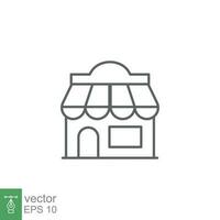 Store icon. Simple outline style. Online shop concept. Thin line vector illustration isolated. EPS 10.