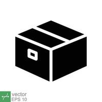 Box icon. Simple solid style. Package, parcel, post, collection, storage, packaging, cargo, carton, cardboard, delivery concept. Glyph vector illustration isolated on white background. EPS 10.