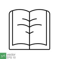 Book icon. Simple outline style. Textbook reading, open book, school, education, magazine, library, university, learning concept. Thin line vector illustration isolated on white background. EPS 10.