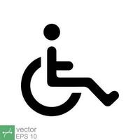 Handicapped patient icon. Simple solid style. Linear style sign, wheelchair, handicap, pictogram, stick, medicine, hospital concept. Glyph vector illustration isolated on white background. EPS 10.