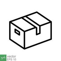 Box icon. Simple outline style. Package, parcel, post, collection, storage, packaging, cargo, carton, cardboard, delivery concept. Thin line vector illustration isolated on white background. EPS 10.