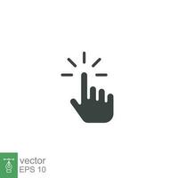 Clicking finger icon. Hand click, pointer symbol. Vector illustration isolated. Simple solid style. EPS 10.