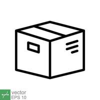 Box icon. Simple outline style. Package, parcel, post, collection, storage, packaging, cargo, carton, cardboard, delivery concept. Thin line vector illustration isolated on white background. EPS 10.