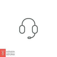 Headphones line icon. Simple outline style. Customer, headset, call, representative concept. Vector illustration isolated on white background. Editable stroke. EPS 10