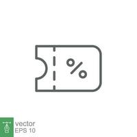 Discount icon. Sale coupon concept. Simple outline style. Thin line vector illustration isolated on white background. EPS 10.