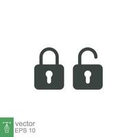 Lock and unlock icon. Simple solid style. Locker, open, closed, padlock, key, symbol, private, web, flat, password, safety, secure concept. Vector illustration isolated on white background EPS 10